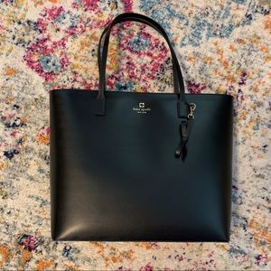 Kate Spade black smooth leather tote